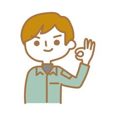 オッケーサインを出す作業員男性
