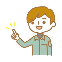 指さしする作業員男性

