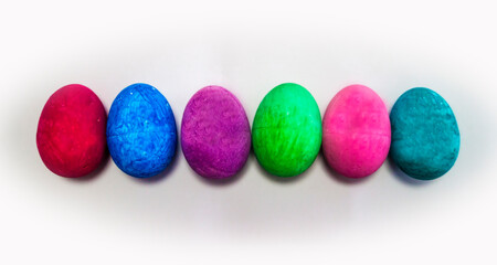Set of easter eggs of different colors