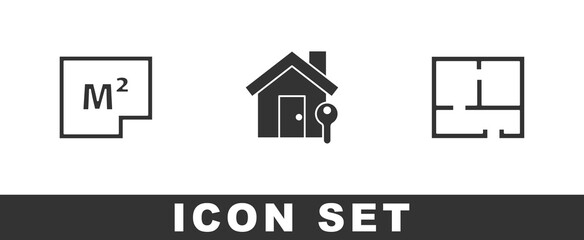 Set House plan, with key and icon. Vector