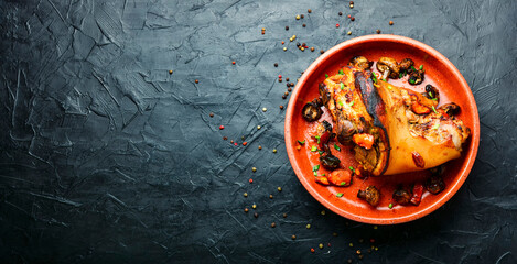 Roasted pork knuckle or eisbein