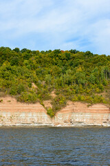Coast of the Volga River in the middle Volga region in the Republic of Tatarstan. Autumn landscape.
