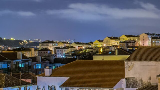 Cathedral in Odivelas, Portugal. Nice night view. District of Lisbon.
