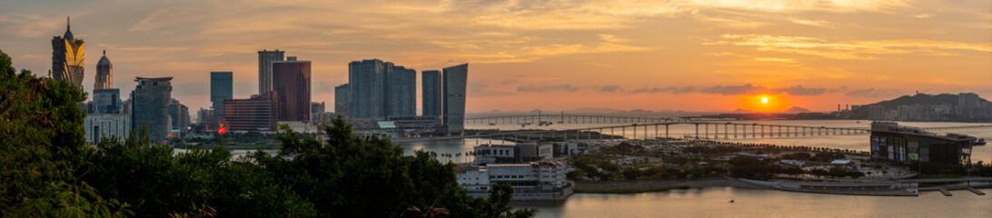Fototapeta na wymiar Macau City & Macau Tower at Sunrise