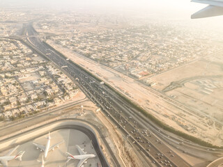 Fototapeta premium aerial view of developing dubai city