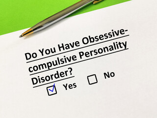 Obraz premium Questionnaire about personality disorder