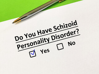 Obraz premium Questionnaire about personality disorder