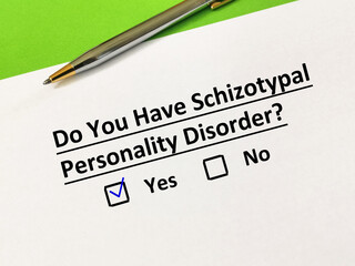 Obraz premium Questionnaire about personality disorder