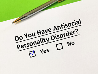 Obraz premium Questionnaire about personality disorder
