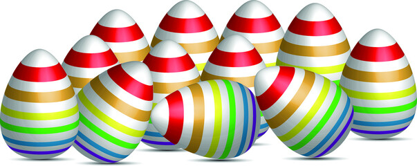 Easter eggs isolated on white background. Set of easter eggs decorative. Vector illustration