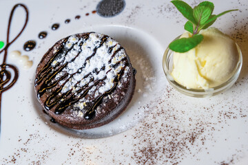 close up souffle and ice cream