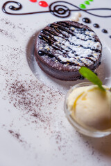 close up souffle and ice cream