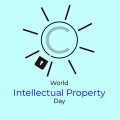 A vector of World Intellectual Property Day with copyright symbol lock and light concept.
