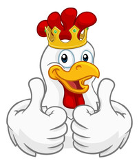 King Chicken Rooster Cockerel Bird Crown Cartoon