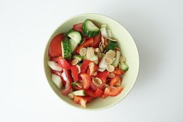 mediterranean salad with tomatoes and cucumbers