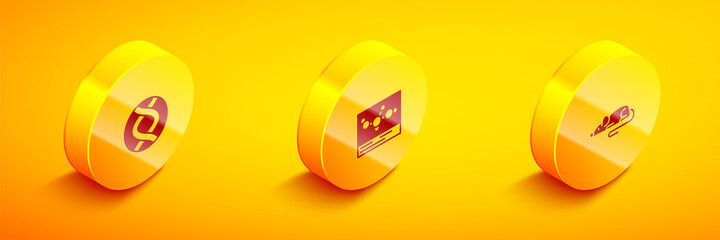 Set Isometric DNA symbol, Chemical formula and Experimental mouse icon. Vector