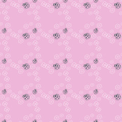 
spring vector pattern with ladybug and flowers Easter seamless baby background