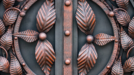 The fragment of forged metal products. close-up