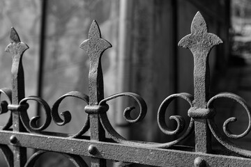 Metal fence with forged elements. Protection of the house