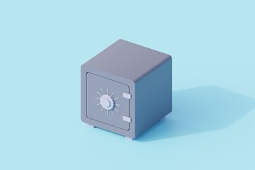 money safe deposit or vault single isolated object. 3d render illustration with isometric