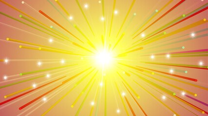 Abstract bright flash. Colored radiant background. Yellow radiant burst