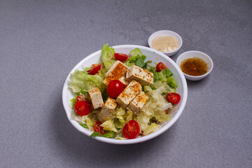 Paneer Vegetable Salad Recipe is a Low Carb Diet Food From India Made With Cottage Cheese Cubes With Green Veggies