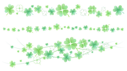 春のクローバーの罫線のベクターイラストセット