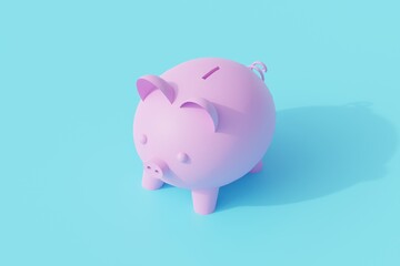 piggy bank pig for savings single isolated object. 3d render illustration with isometric