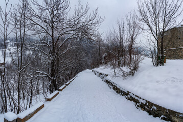 winter day in the snowy Italian Alps
