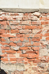 Brick wall of an old building during restoration