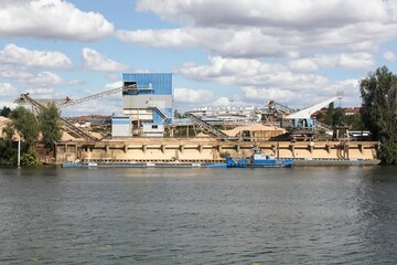 Company manufacturing cement, aggregates and ready-mix concrete  in Jassans at the edge of the Saone river