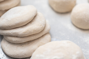 Fototapeta na wymiar pastry, dough, bakery, puff, food, white, healthy, raw, ingredient, fresh, closeup, sweet, organic, vegetarian, nutrition, group, macro, health, raw, background, bread, pin, recipe, rolling, baking, 