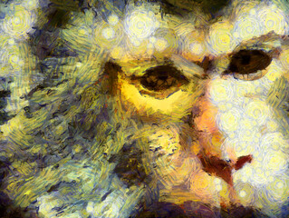 The face show different emotions and gestures of monkeys Illustrations creates an impressionist style of painting.