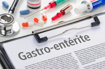 Clipboard with the text Gastroenteritis in french - Gastro-entérite