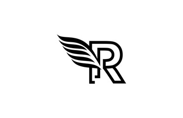 Typography Logo Font Letter R Wings Vector