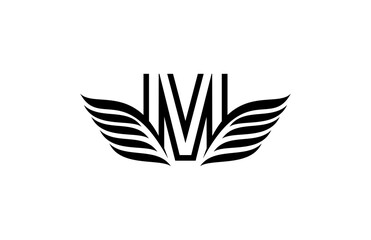Typography Logo Font Letter M Wings Vector