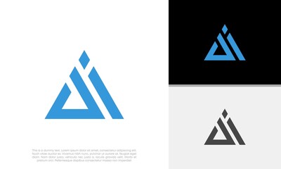 Initials AI logo design. Initial Letter Logo. Technology Logo Design. Triagle Logo.