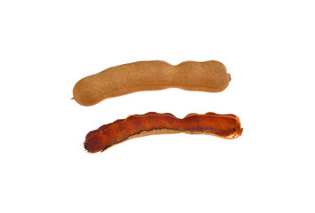 fresh tamarind fruit isolated on white background