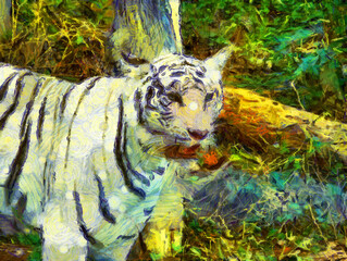 White tiger Illustrations creates an impressionist style of painting.