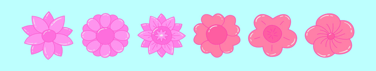 set of flowers cartoon icon design template with various models. vector illustration isolated on blue background