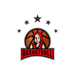 women basketball illustration logo design