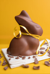 Delicious Easter chocolate bunny, eggs and sweets