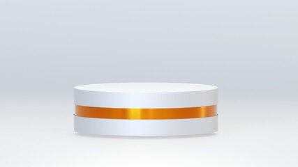 Empty podium or pedestal display scene on white background with cylinder stand concept. Blank minimal product shelf standing backdrop. Stage platform showcase, product, sale, banner, cosmetic. 3D rend