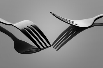 two forks on the glass