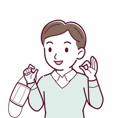 マスクを外した人のイラスト