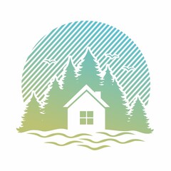 House in the forest by the river