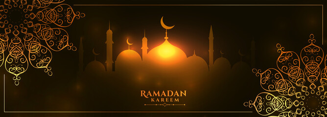 ramadan kareem glowing banner with mandala decoration