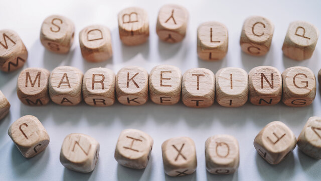 Marketing word concept. Worden Blocks  close up view