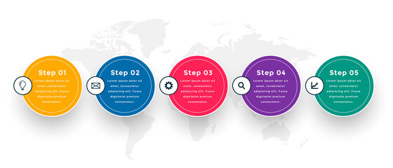 five steps modern circular infographic template