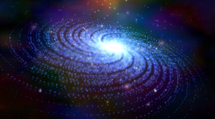 Blue galaxy in space. Cosmic vector illustration.